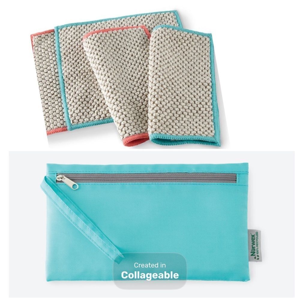 Norwex Counter Cloth Napkins Set of 4 and Wristlet NWT